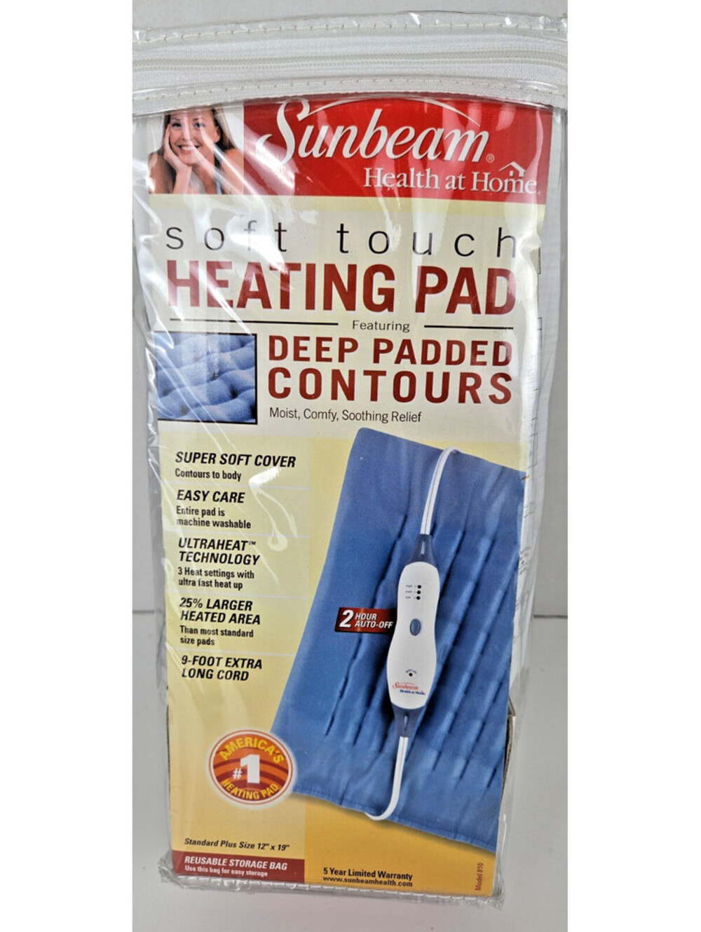 Sunbeam Heating Pad L Pain Relief  4 Settings Auto Shut Off 12 X 19" OPEN BOX